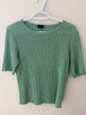 Boutique Porta di Lussa Gingham Frilled Lettuce Trim Top